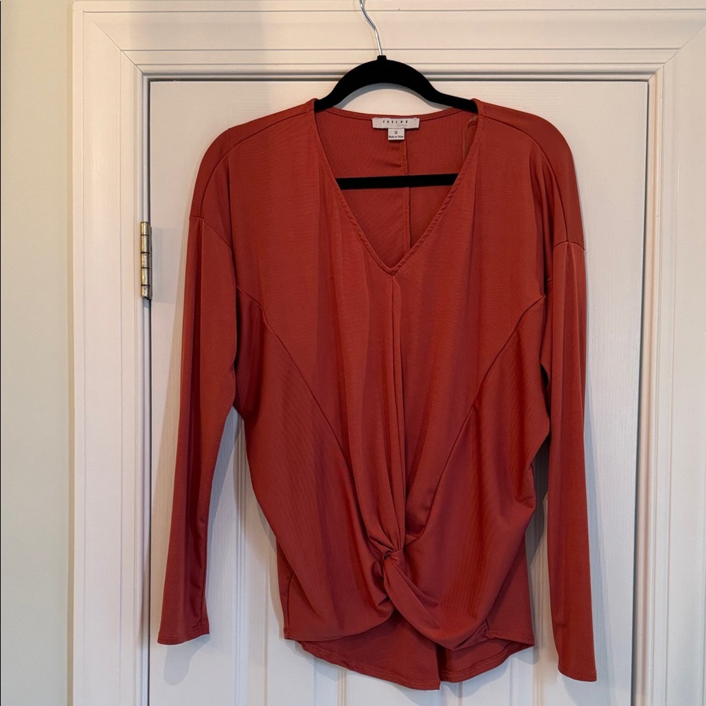 FAVLUX Rust Long Sleeve Twist Top